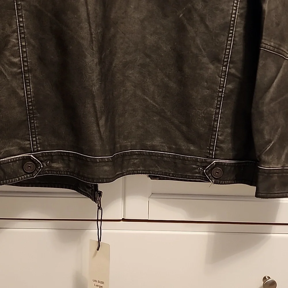 Faux Leather Jacket in Dark Gray - Picture 3 of 8